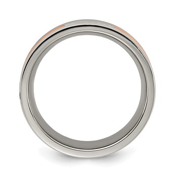 Chisel Stainless Steel Polished Rose IP-plated with CZ 7.00mm Band — alternate view