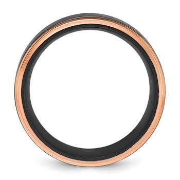 Chisel Stainless Steel Polished with Brushed Center Black and Rose IP-plated 8mm Band — alternate view