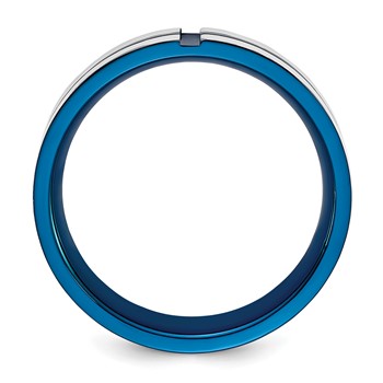 Chisel Stainless Steel Polished Blue IP-plated Grooved 6mm Band — alternate view