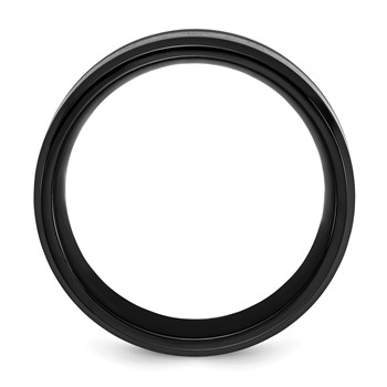 Chisel Stainless Steel Polished Black IP-plated Skulls with Blue Carbon Fiber Inlay 8mm Band — alternate view