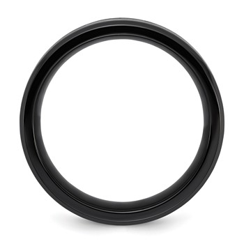 Chisel Stainless Steel Polished Black IP-plated with Wood Inlay Deer in Forest Design 9mm Band — alternate view