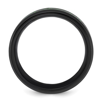 Chisel Stainless Steel Polished Black IP-plated Dragon Design with Green Glow in the Dark Enamel 8mm Band — alternate view