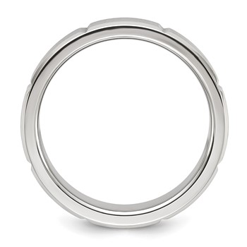 Chisel Stainless Steel Brushed and Polished Grooved 6mm Band — alternate view