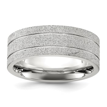 Chisel Stainless Steel Polished Laser-cut and Grooved 8mm Band