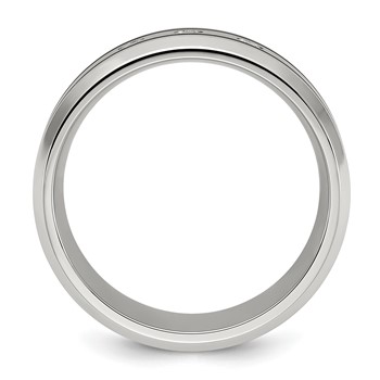 Chisel Stainless Steel Brushed and Polished Enameled with CZ 8mm Band — alternate view