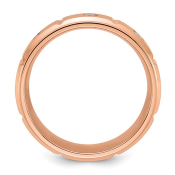 Chisel Stainless Steel Brushed and Polished Rose IP-plated with CZ 8mm Band — alternate view