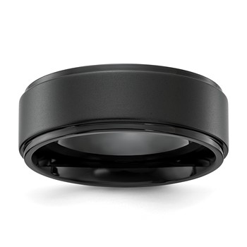 Chisel Stainless Steel Polished Black IP-plated Brushed Center 8mm Band