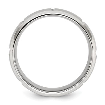 Chisel Stainless Steel Brushed and Polished Grooved 8mm Band — alternate view