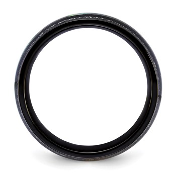 Chisel Stainless Steel Polished Black IP-plated with Abalone and Imitation Meteorite 8mm Band — alternate view