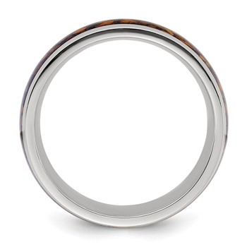 Chisel Stainless Steel Polished with Yellow Tiger's Eye Inlay 8mm Band — alternate view