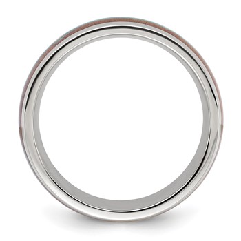 Chisel Stainless Steel Polished Arrow with Turquoise and Wood Inlay 8mm Band — alternate view