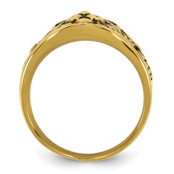 Stainless Steel Yellow IP Antiqued and Polished Lion Ring — alternate view