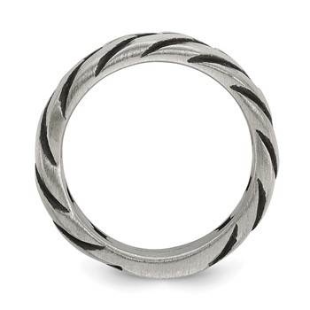 Chisel Stainless Steel Antiqued and Polished Chain Design Band — alternate view