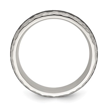 Chisel Stainless Steel Brushed and Hammered Black Carbon Fiber Inlay 7mm Band — alternate view