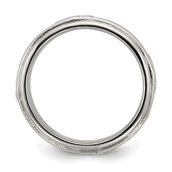 Chisel Stainless Steel Polished Cross 7.7mm Grooved and Beaded Band — alternate view