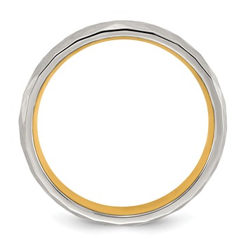 Chisel Stainless Steel Polished and Brushed Yellow IP-plated Faceted Ring — alternate view