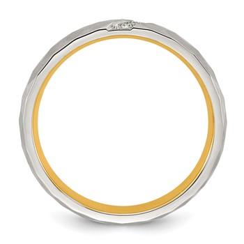 Chisel Stainless Steel Polished and Brushed Yellow IP-plated CZ Faceted Ring — alternate view