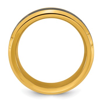 Chisel Stainless Steel Polished Yellow IP-plated Carbon Fiber Inlay 8mm Ring — alternate view