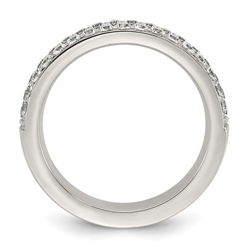 Chisel Stainless Steel Polished CZ 4mm Ring — alternate view