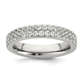 Chisel Stainless Steel Polished CZ 4mm Ring