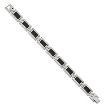 Chisel Stainless Steel Polished with Black Enamel 9 inch Link Bracelet — alternate view