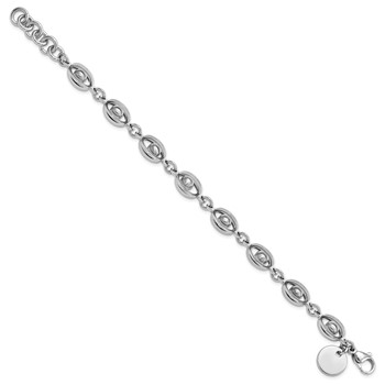 Stainless Steel Polished & Satin Oval Moveable Ball Bracelet — alternate view