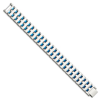 Chisel Stainless Steel Polished Blue IP-plated 8 inch Link Bracelet — alternate view