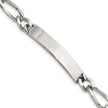 Chisel Stainless Steel Polished Figaro 9.25 inch ID Bracelet