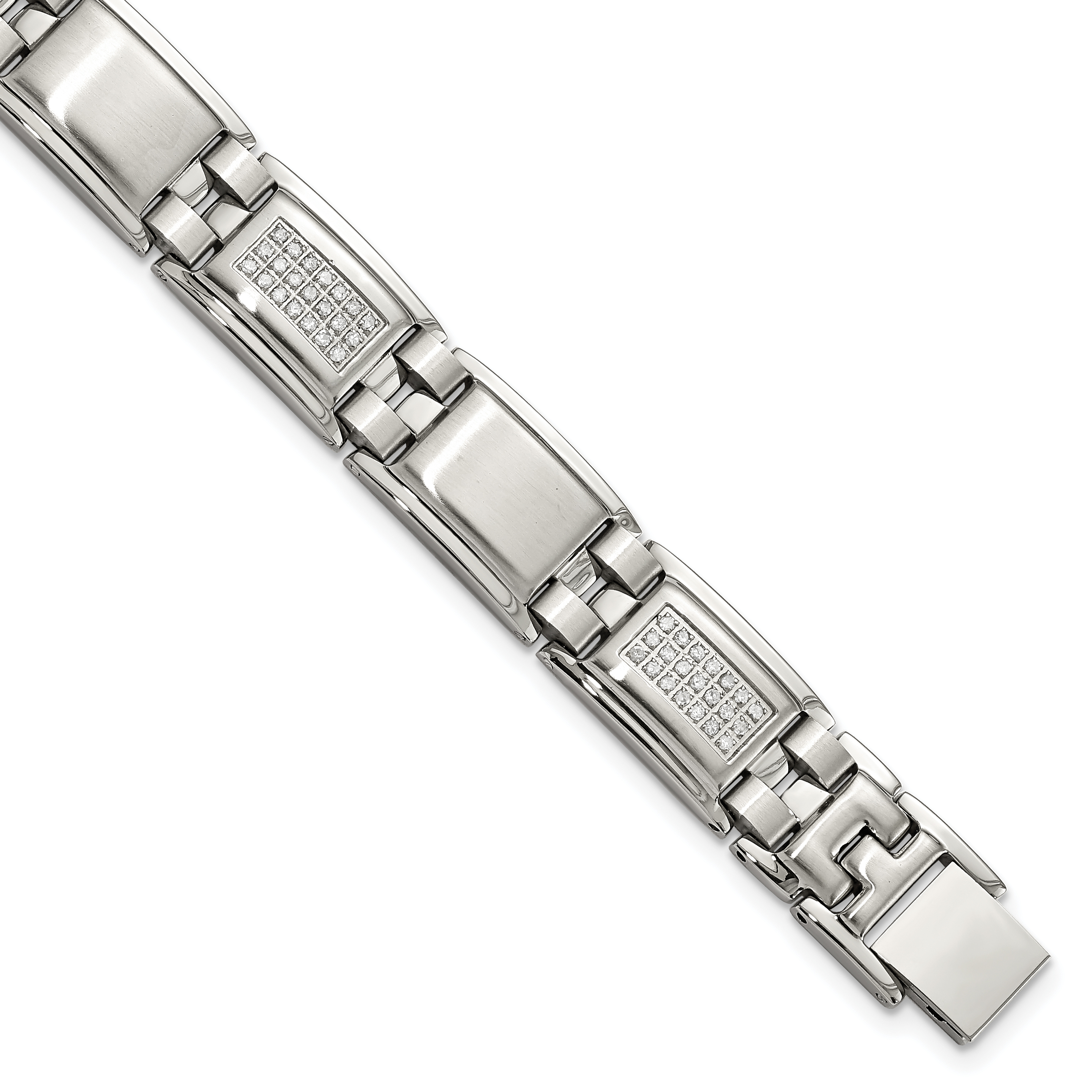 Arrow Jewelry Stainless Steel Two-Tone Black IP-Plated Link Bracelet 8.5 Carbon-Fiber Inlay