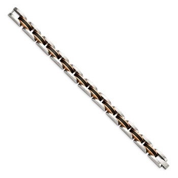 Chisel Stainless Steel Polished Black and Rose IP-plated 8.5 inch Link Bracelet — alternate view