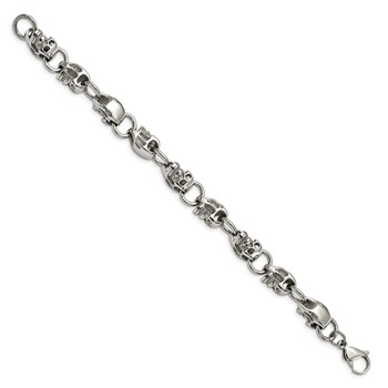 Chisel Stainless Steel Polished Skull Link 8.75 inch Bracelet — alternate view