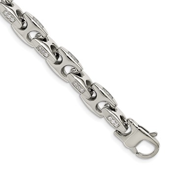 Chisel Stainless Steel Polished with CZ 9 inch Bracelet