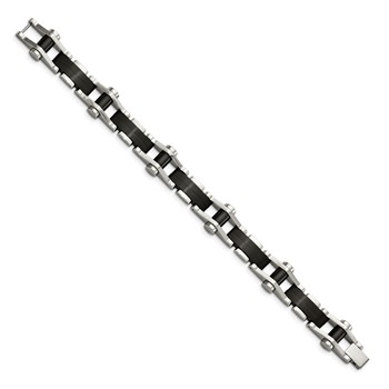 Chisel Stainless Steel Polished Black IP-plated 8 inch Bracelet — alternate view