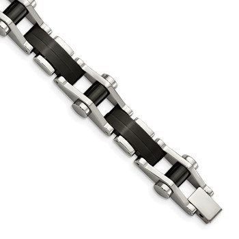 Chisel Stainless Steel Polished Black IP-plated 8 inch Bracelet