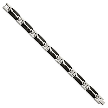 Chisel Stainless Steel Polished Black IP-plated 9 inch Link Bracelet — alternate view