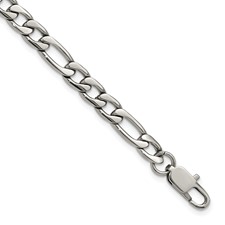 Image of Chisel Stainless Steel Polished 6mm 8 inch Figaro Chain Bracelet