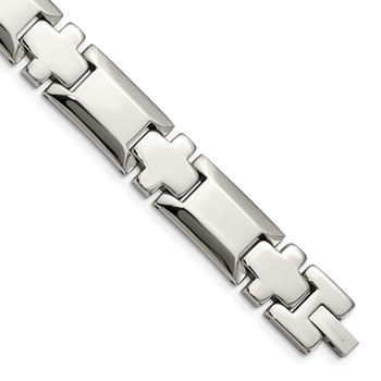 Chisel Stainless Steel Polished 8.5 inch Cross Link Bracelet