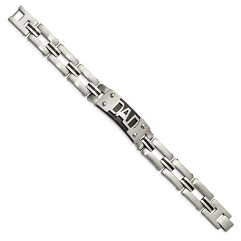 Chisel Stainless Steel Brushed and Polished Black IP-plated DAD 9 inch Bracelet — alternate view