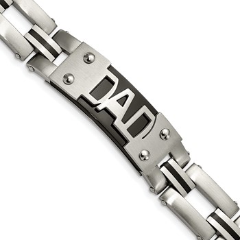 Chisel Stainless Steel Brushed and Polished Black IP-plated DAD 9 inch Bracelet