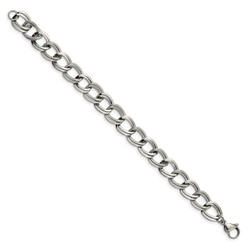 Chisel Stainless Steel Polished and Textured 8 inch Link Bracelet — alternate view