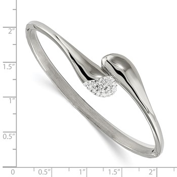 Stainless Steel Polished Preciosa Crystal Hinged Bangle — alternate view