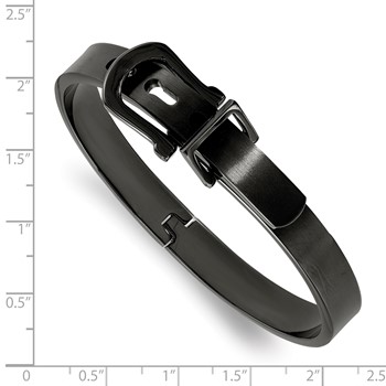 Stainless Steel Brushed Black IP-plated Buckle Hinged Bangle — alternate view