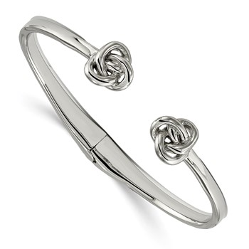 Chisel Stainless Steel Polished Knot Hinged Cuff Bangle