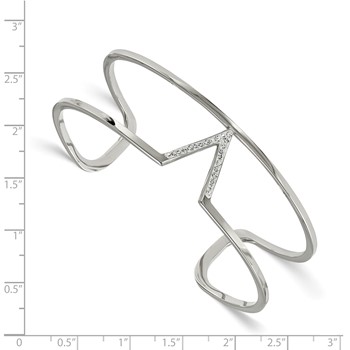 Stainless Steel Polished w/ Preciosa Crystal V shape Bangle — alternate view