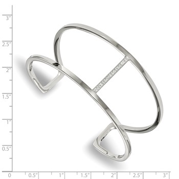 Chisel Stainless Steel Polished with Preciosa Crystal Cuff Bangle — alternate view