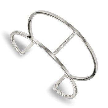 Chisel Stainless Steel Polished with Preciosa Crystal Cuff Bangle
