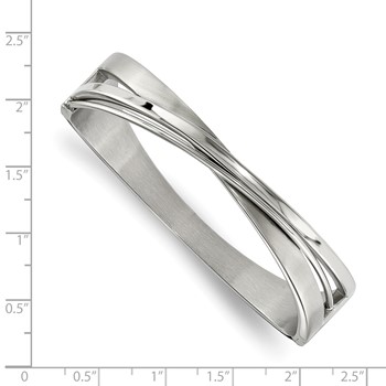 Chisel Stainless Steel Brushed and Polished Twisted Hinged Bangle — alternate view