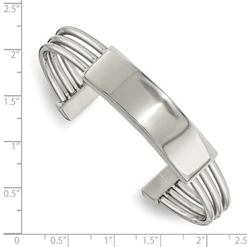 Chisel Stainless Steel Polished Engraveable ID Cuff Bangle — alternate view