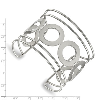 Stainless Steel Polished Circle Design 50mm Cuff Bangle — alternate view