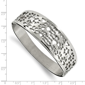 Chisel Stainless Steel Polished Paw Print Cut-out Hinged Bangle — alternate view